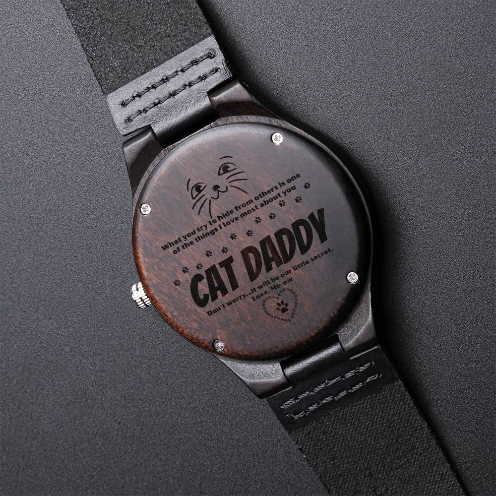 Christmas Gift For Cat Lover Man Men's Engraved Watch Chronograph Watch Gift For Him Anniversary Gift For Husband Boyf Engraved Wooden Watch