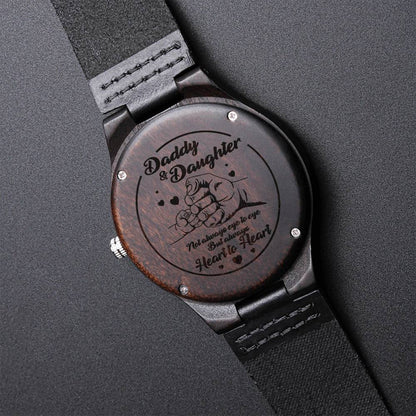 Daddy A Son's First Hero A Daughter's First Love - Hero Dad Engraved Watch Dad Gifts From Daughter Birthday Gift For D Engraved Wooden Watch
