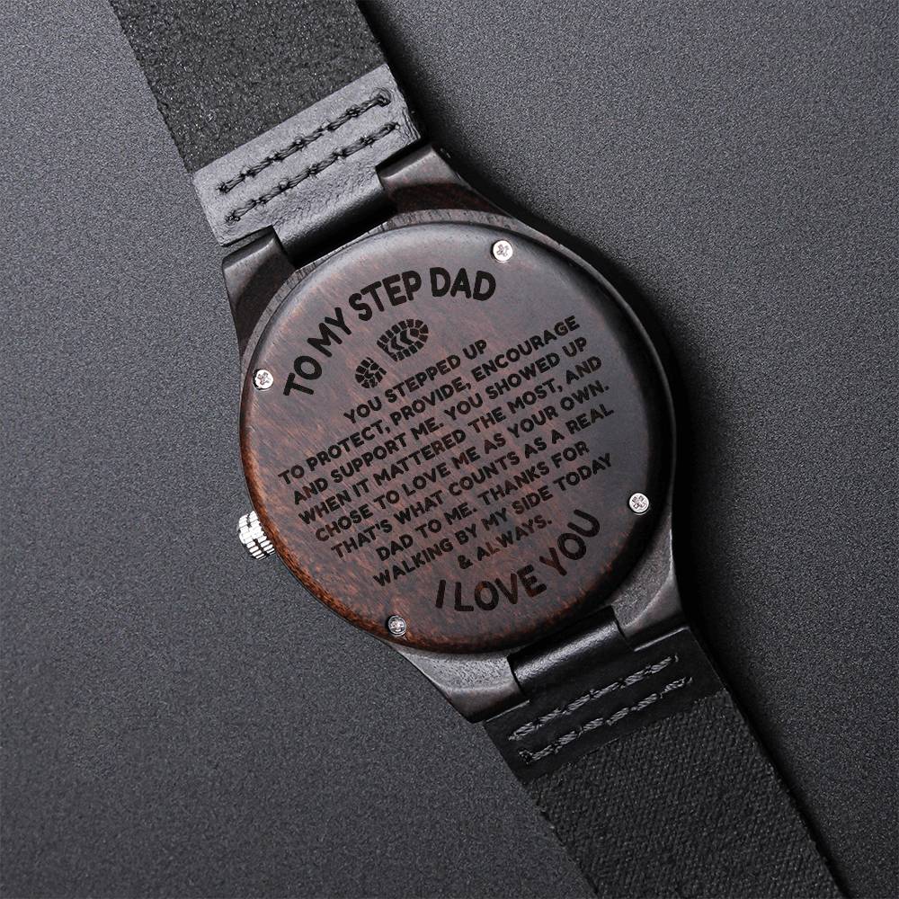 To My Step Dad Wood Watch Gift For Stepdad On Your Wedding Day Bonus Dad Wedding Gift Engraved Wooden Watch