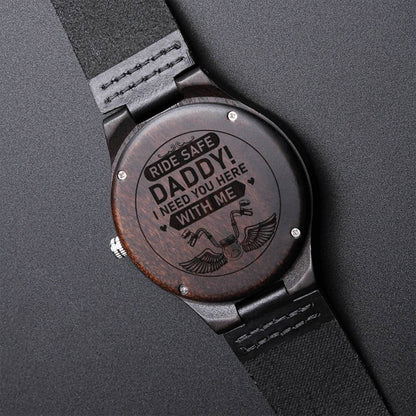 Ride Safe Daddy Best Gift Ideas For Motorcycle Dad Fathers Day Biker Daddy Biker Dad Gift From Daughter Father's Day G Engraved Wooden Watch