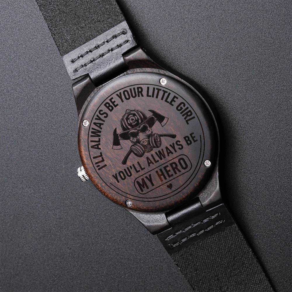 Best Gift For Firefighter Dad - Engraved Wooden Watch