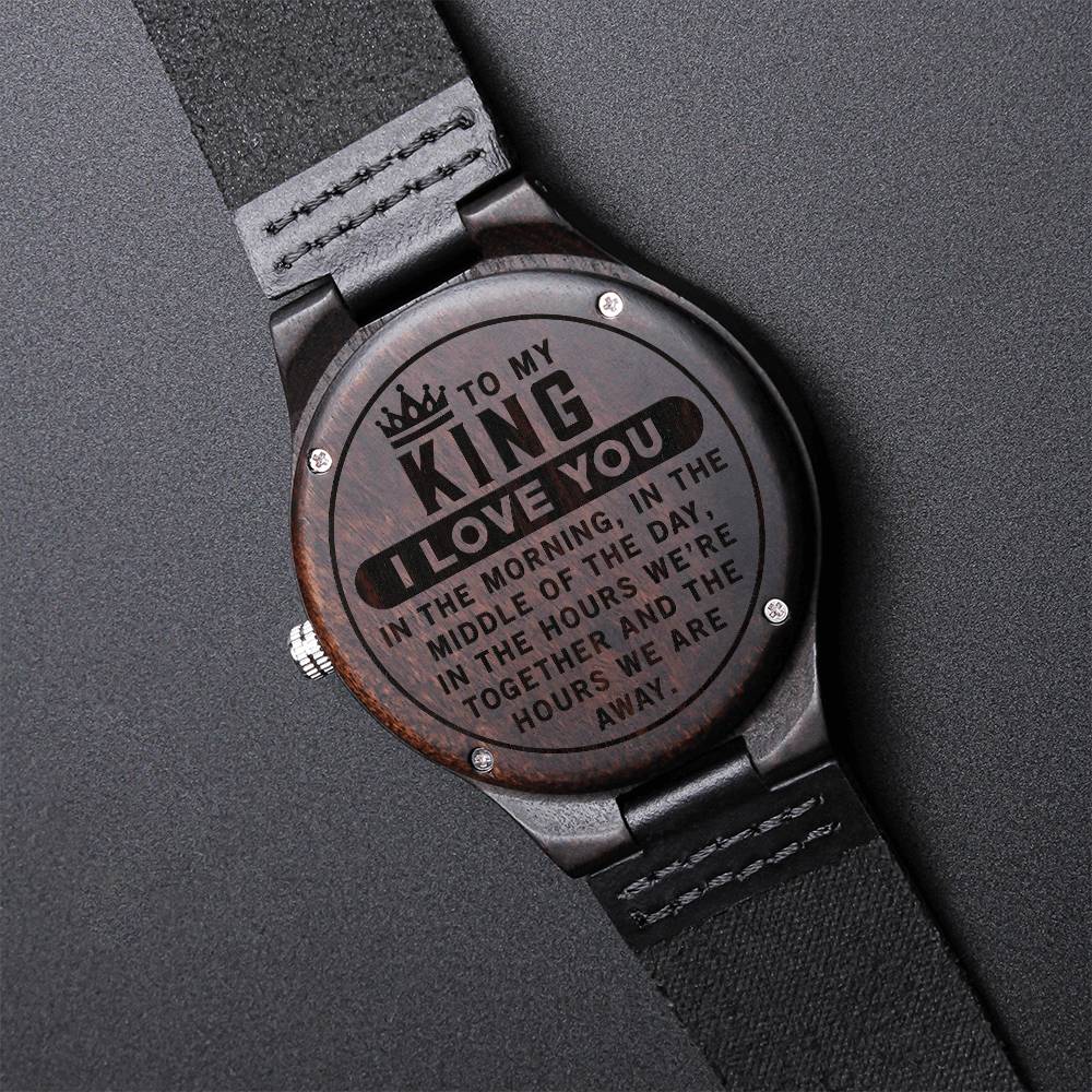 I Love You In The Morning ?? Engraved Wooden Watch