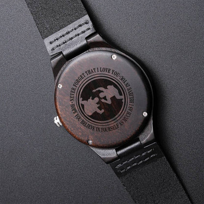 To My Wrestling Son - I Love You - Watch For Dad From Wrestling Son - Engraved Metal Men Watches Gift For Father's Da Engraved Wooden Watch