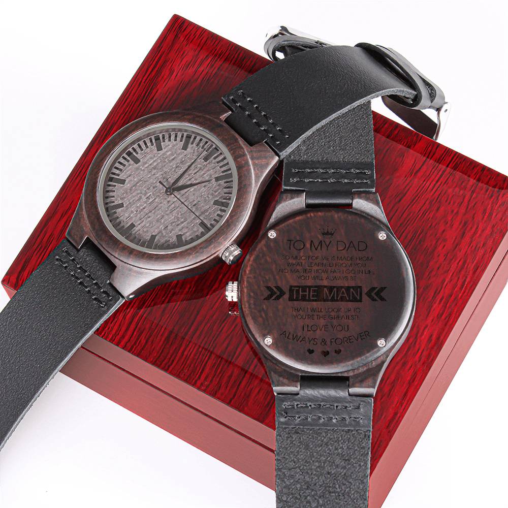 To My Dad Wood Watch Personalized Watch For Men Dad Birthday Gift From Daughter Or Son Engraved Wooden Watch