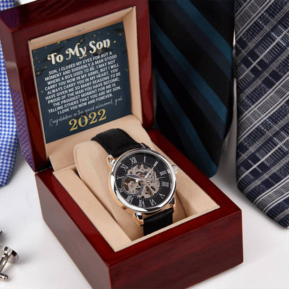 Son Graduation Gift From Mom Watch For Son Mom To Son Watch Gift For Him College Graduation High School Senior Phd Class Of 2022 Openwork Watch