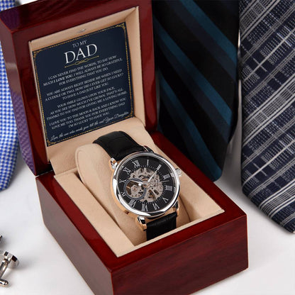 To My Dad Openwork Watch Fathers Day Gift Dad Birthday Gift Dad Gift From Daughter
