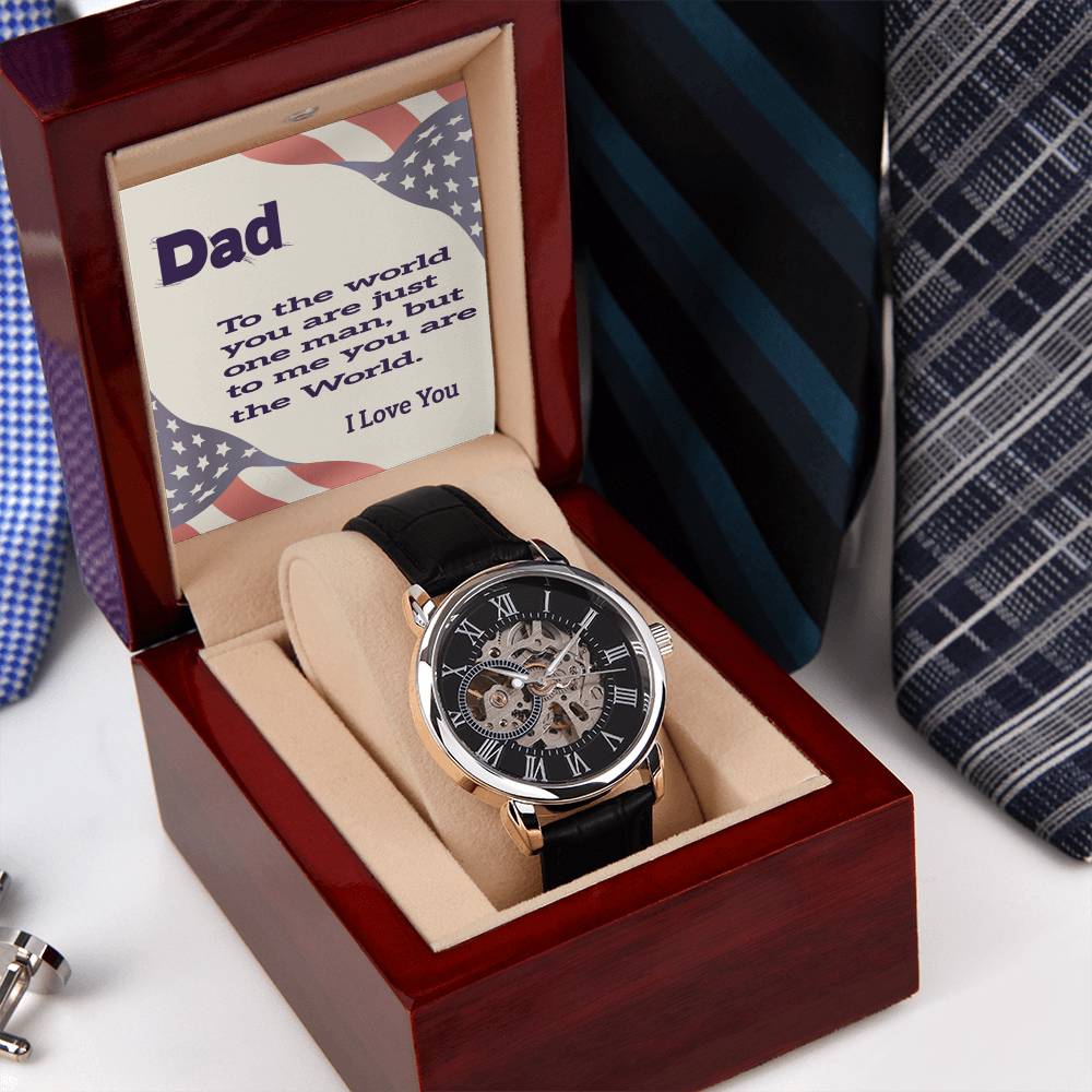 Wrist Watch For Dad Men's Openwork Watch Father's Day Gift From Daughter Gift From Son Dad Birthday Gift Watch With Message Card