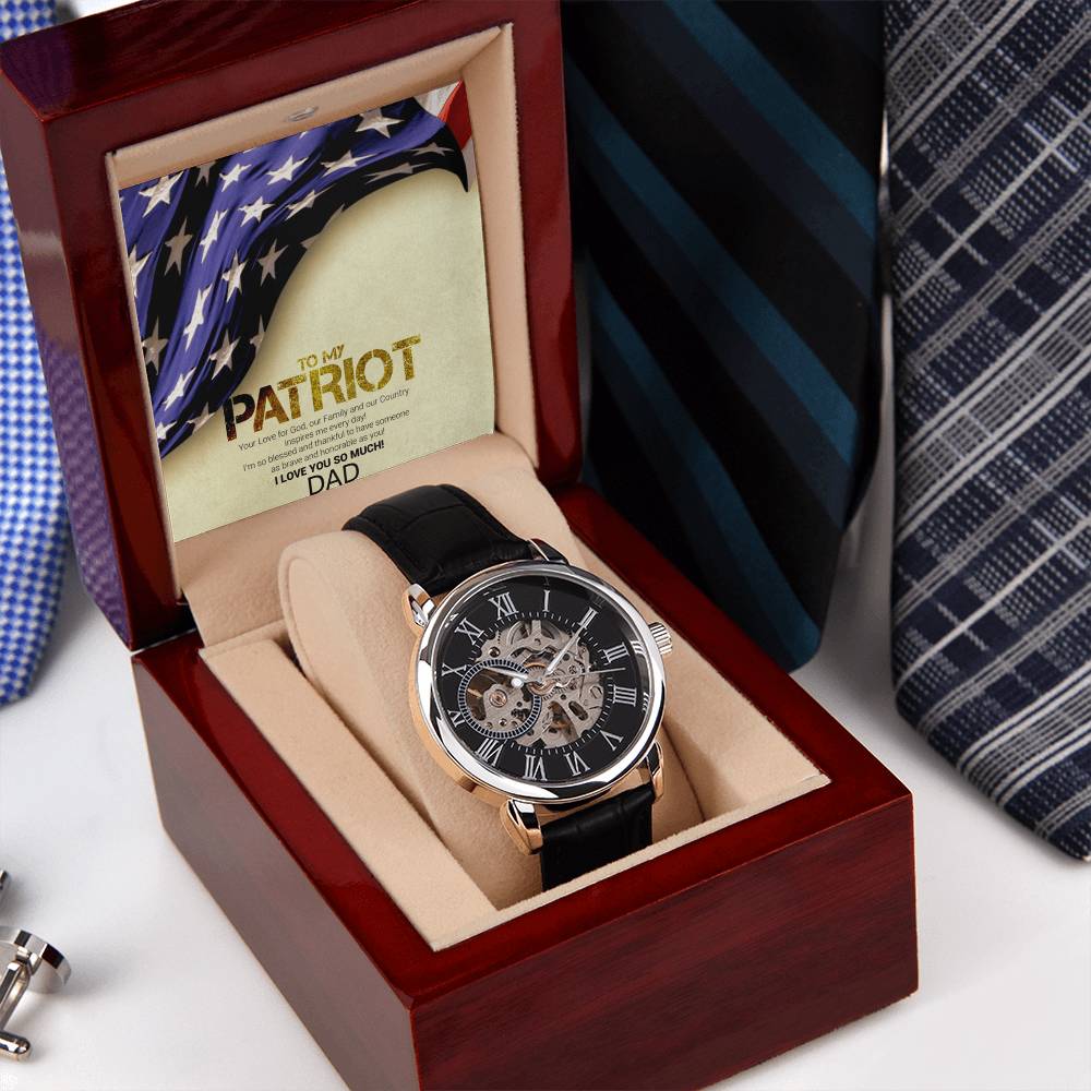 To My Patriot Dad Openwork Watch