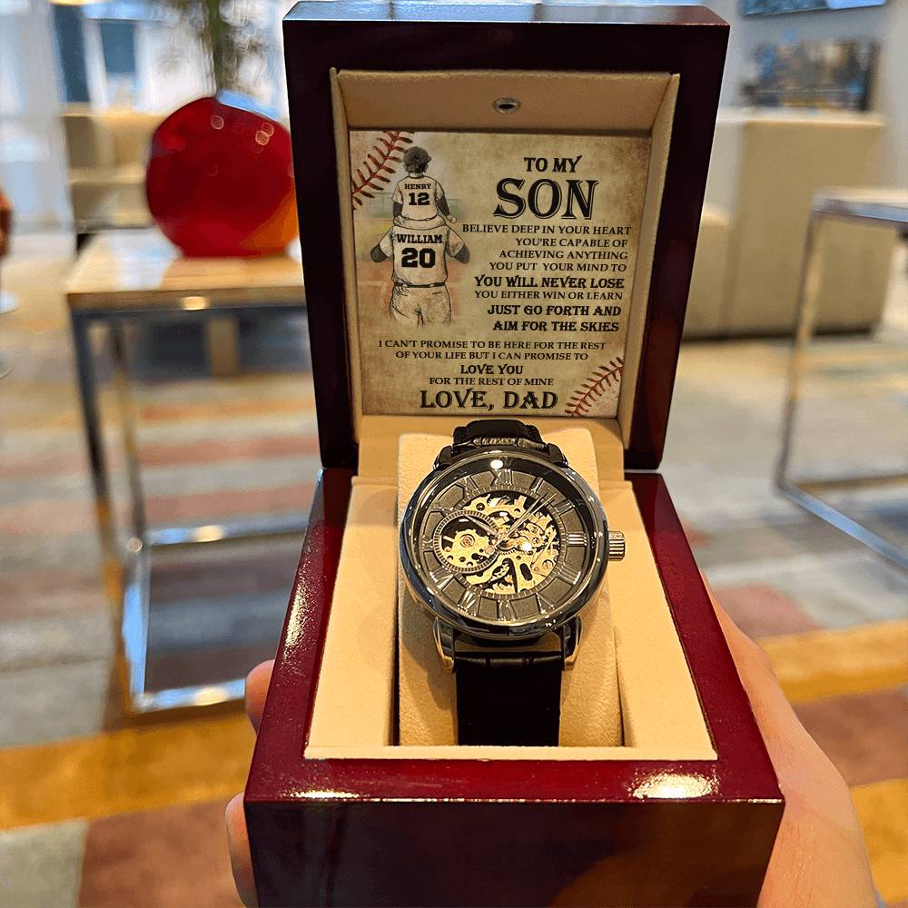 To My Son Openwork Watch Gift For Son From Dad Son Baseball Gift Son Birthday Gift Son Graduation Gift