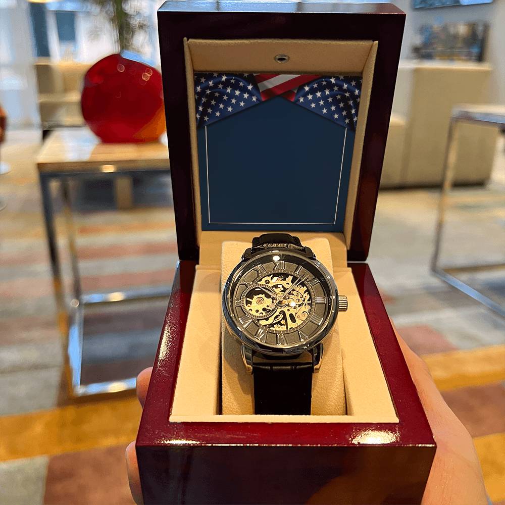 Independence Day Background Gift For Vetaran Dad Openwork Watch
