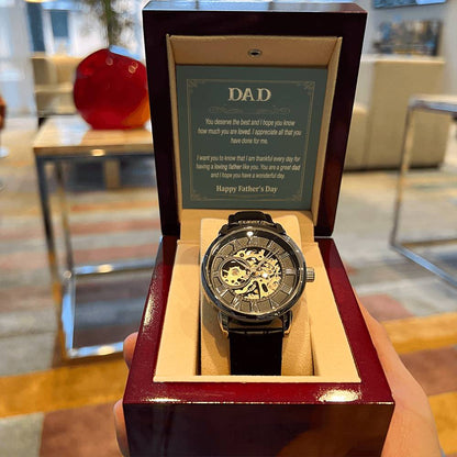 To My Dad Watch With Message Card Openwork Watch For Father's Day Gift Watch For Dad From Children