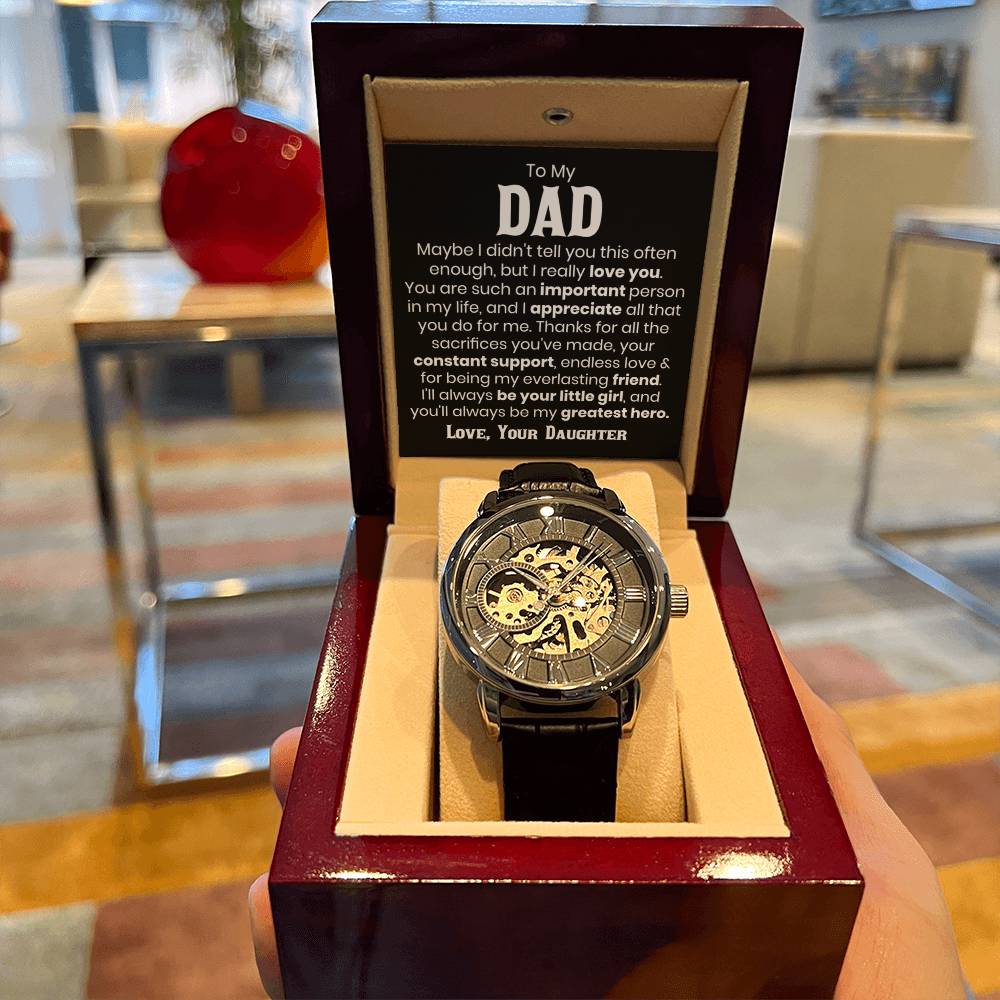 To My Dad - I Really Love You - Openwork Watch