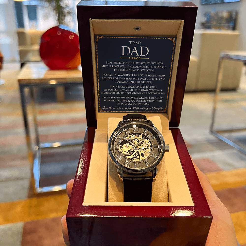 To My Dad Openwork Watch Fathers Day Gift Dad Birthday Gift Dad Gift From Daughter