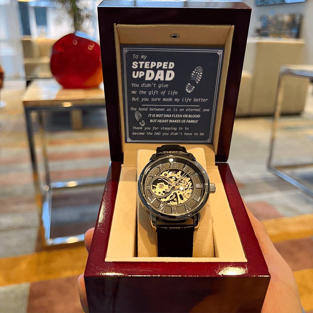 To My Stepped Up Dad Watch Watch For Step Dad Father's Day Gift Stepdad Birthday Openwork Watch