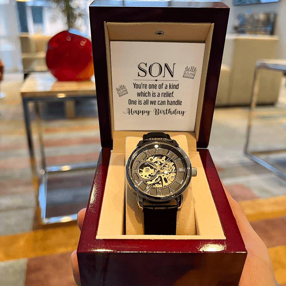 Son - You're One Of A Kind - Men's Openwork Watch - Birthday Gift For Son