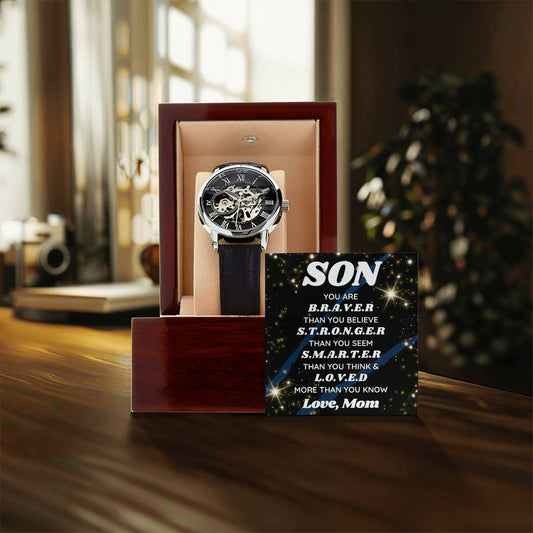 Gift For Son Son Birthday Gift From Mom Mother To Son Gift You Are Braver Than You Believe Best Son Gift Meaningful Gift Openwork Watch
