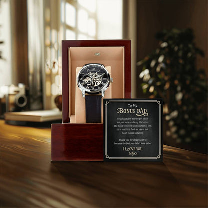To My Bonus Dad Openwork Watch Gift For Step Dad Father's Day Gift For Bonus Dad Thank You Gift For Stepdad
