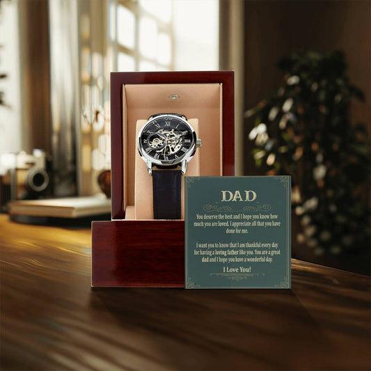 To My Dad Gift Watch Openwork Watch For Dad Watch For Men Father's Day Gift Watch Dad Birthday Gift From Son Gift From Daughter