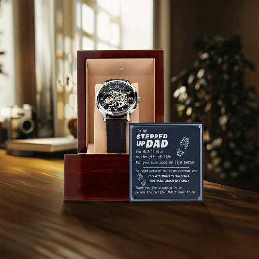 To My Stepped Up Dad Watch Watch For Step Dad Father's Day Gift Stepdad Birthday Openwork Watch