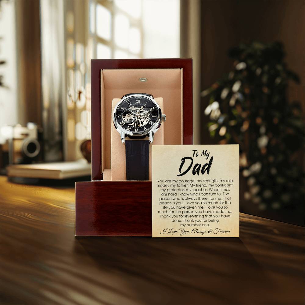 To My Dad Openwork Watch Gift For Dad From Son Daughter Father's Day Gift For Dad Thank You Dad Gift