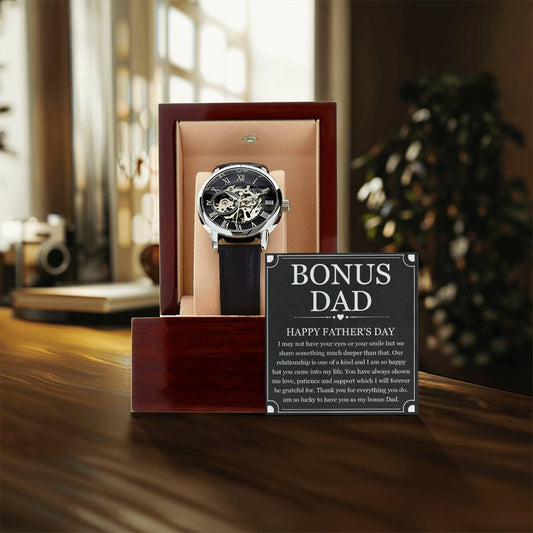 Father's Day Gift For Bonus Dad From Daughter To My Bonus Dad Watch Gift Openwork Watch With Box For Step Dad
