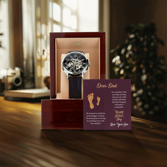 To My Dad Watch Happy Father's Day Gift From Son Wrist Watch For Men Openwork Watch With Message Card For Dad To Dad From Son Gift