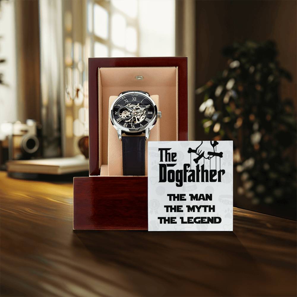 The Dogfather - Funny Cute Dog Father Dad Owner Pet Doggo Pup Mens Openwork Watch