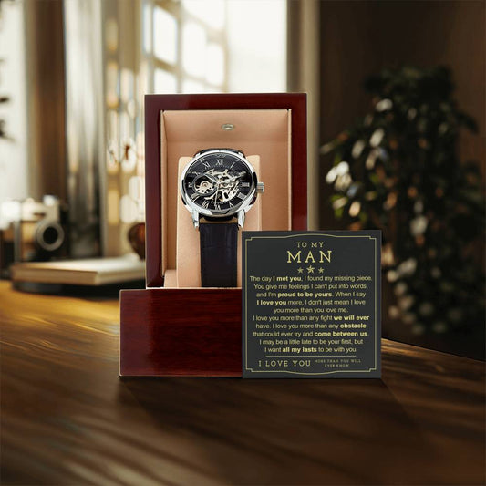 To My Man Openwork Watch Watch Gift For Husband Boyfriend Gift For Birthday Fathers Day Anniversary