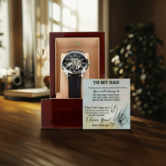 Gift For Dad From Daughter First Hand Men's Openwork Watch