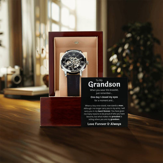 To My Grandson Openwork Watches For Him, Personal Engraving