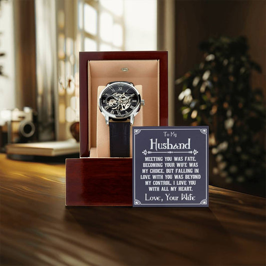 To My Husband - Meeting You Was Fate - Men's Openwork Watch - Gift For Husband
