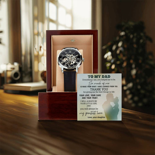Gift For Dad From Daughter Help To Be Men's Openwork Watch