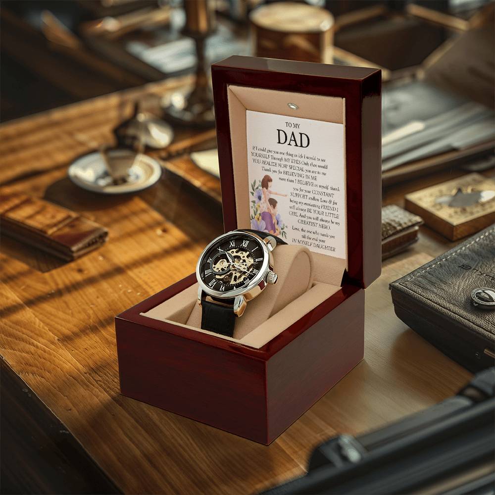 Father's Day Gift For Dad To My Dad Openwork Watch Gift For Dad From Daughter Dad Birthday Gift Watch