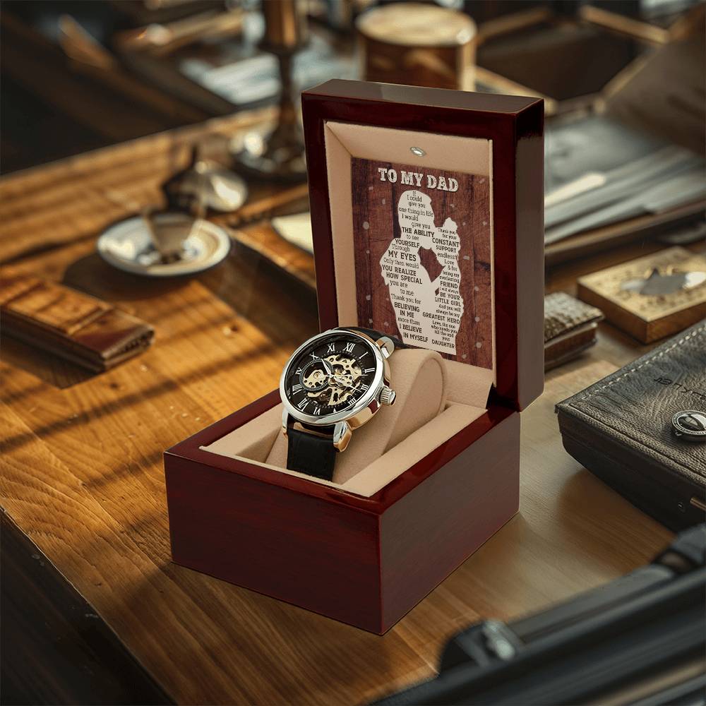 Gift For Dad From Daughter Special Constant Support Men's Openwork Watch