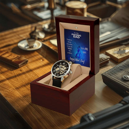 To My Fishing Dad Gift Watch Openwork Watch With Message Card For Dad Father's Day Gift From Son Father's Day Gift From Daughter Dad Present(1)