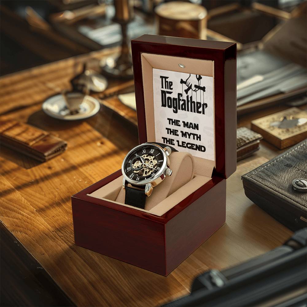The Dogfather - Funny Cute Dog Father Dad Owner Pet Doggo Pup Mens Openwork Watch