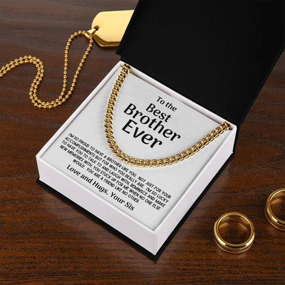 Best Brother Ever Cuban Chain Necklace Gift From Sis Cuban Link Chain