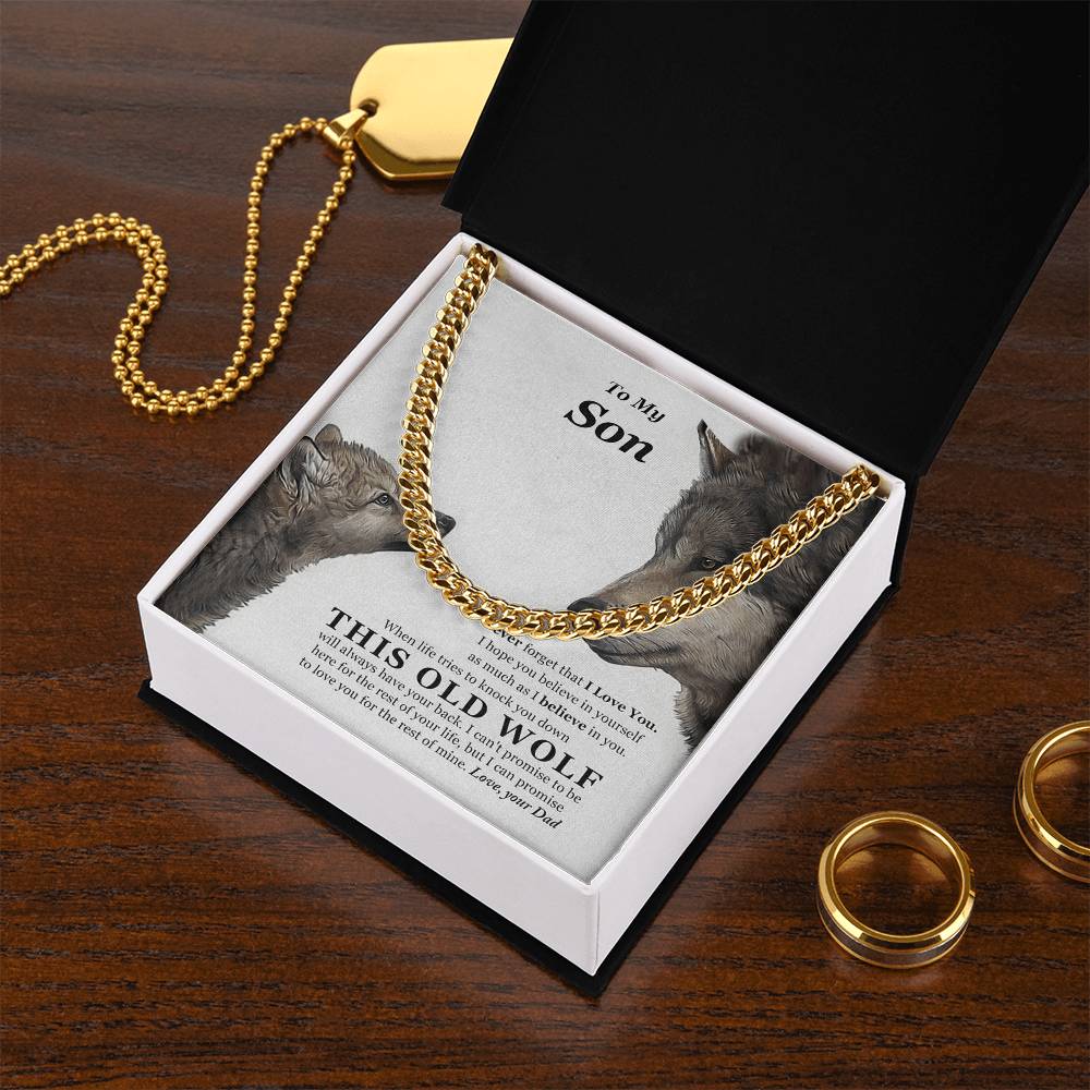 I Believe In You This Old Wolf Dad Gift For Son Cuban Link Chain Necklace