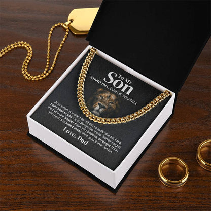 Gift For Son Stand Tall From Dad Cuban Link Chain Necklace