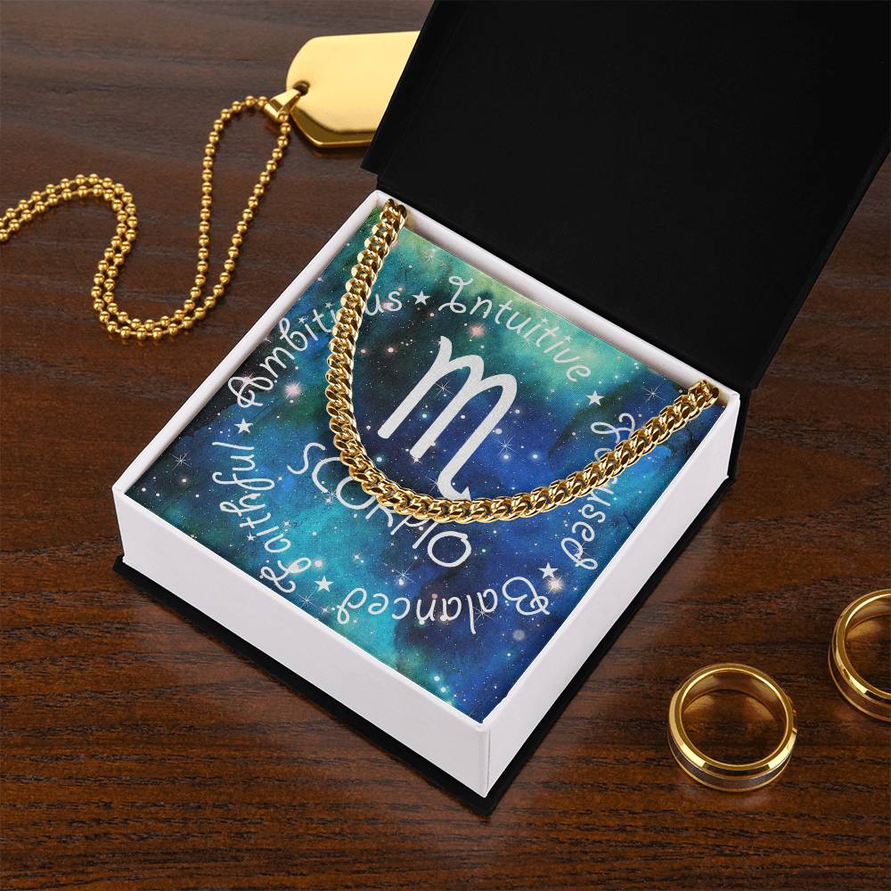 Cuban Link Chain Necklace - Scorpio Theme