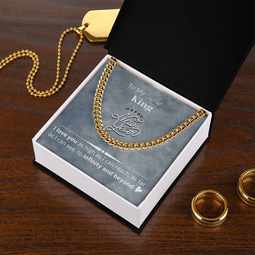 Necklace Gift For Boyfriend Husband  Happy New Year Gift Message Card Cuban Link Chain