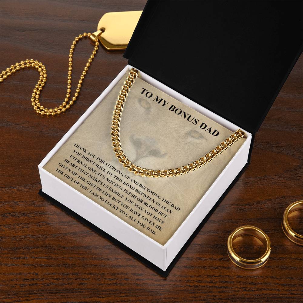 Step Dad Gift From Step Daughter Bonus Dad Gift From Bonus Son Fathers Day Sentimental Gift For Stepped Up Dad Cuban Link Chain