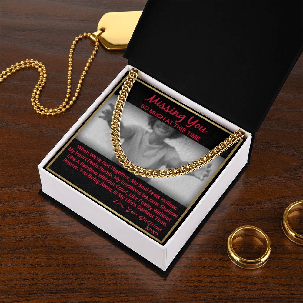 Long Distance Relationship Gift For Boyfriend Missing You Cuban Link Necklace From Girlfriend Cuban Link Chain