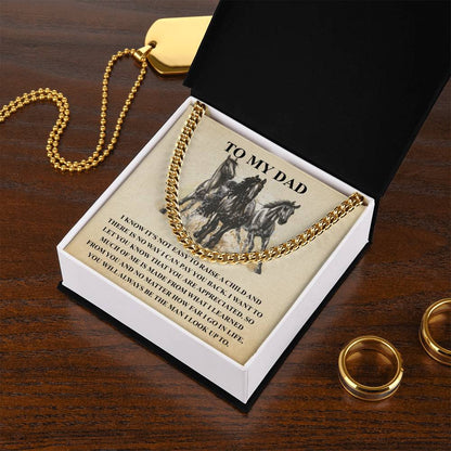 Gifts For Dad From Daughter Fathers Day Gift From Son Silver Cuban Link Chain Dad Birthday Gift For Horse Lover Father