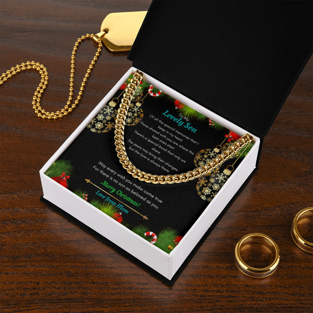 Mom To Son Christmas Cuban Link Chain Necklace