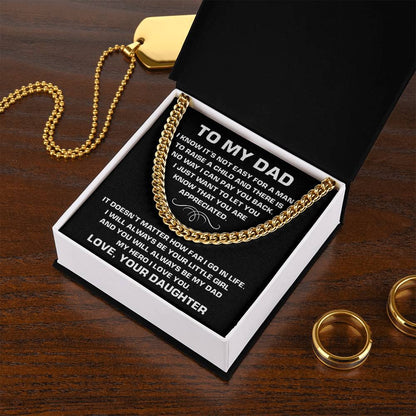 Necklace For Dad From Daughter-Best Father's Day Gift For Dad-Chain Necklace For Dad-Father's Day Jewelry Cuban Link Chain