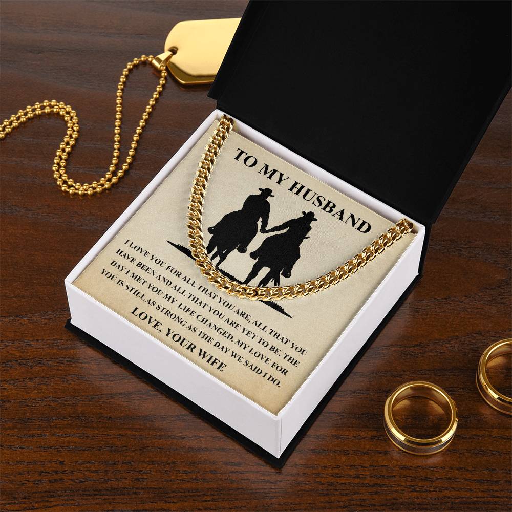 Husband Fathers Day Gift Silver Cuban Link Chain For Men Husband Birthday Gift Anniversary Gift For Horse Lover Cowboy