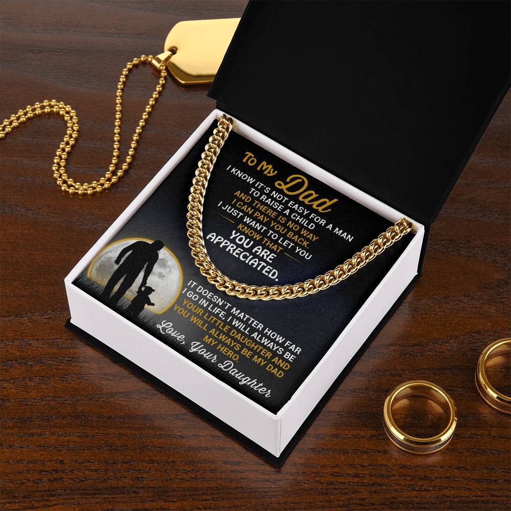 Necklace For Dad From Daughter-Best Father's Day Gift For Dad-Chain Necklace For Dad-Father's Day Jewelry Cuban Link Chain