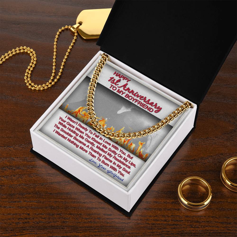 One Year Anniversary Gifts For Boyfriend Cuban Link Chain With Message Card