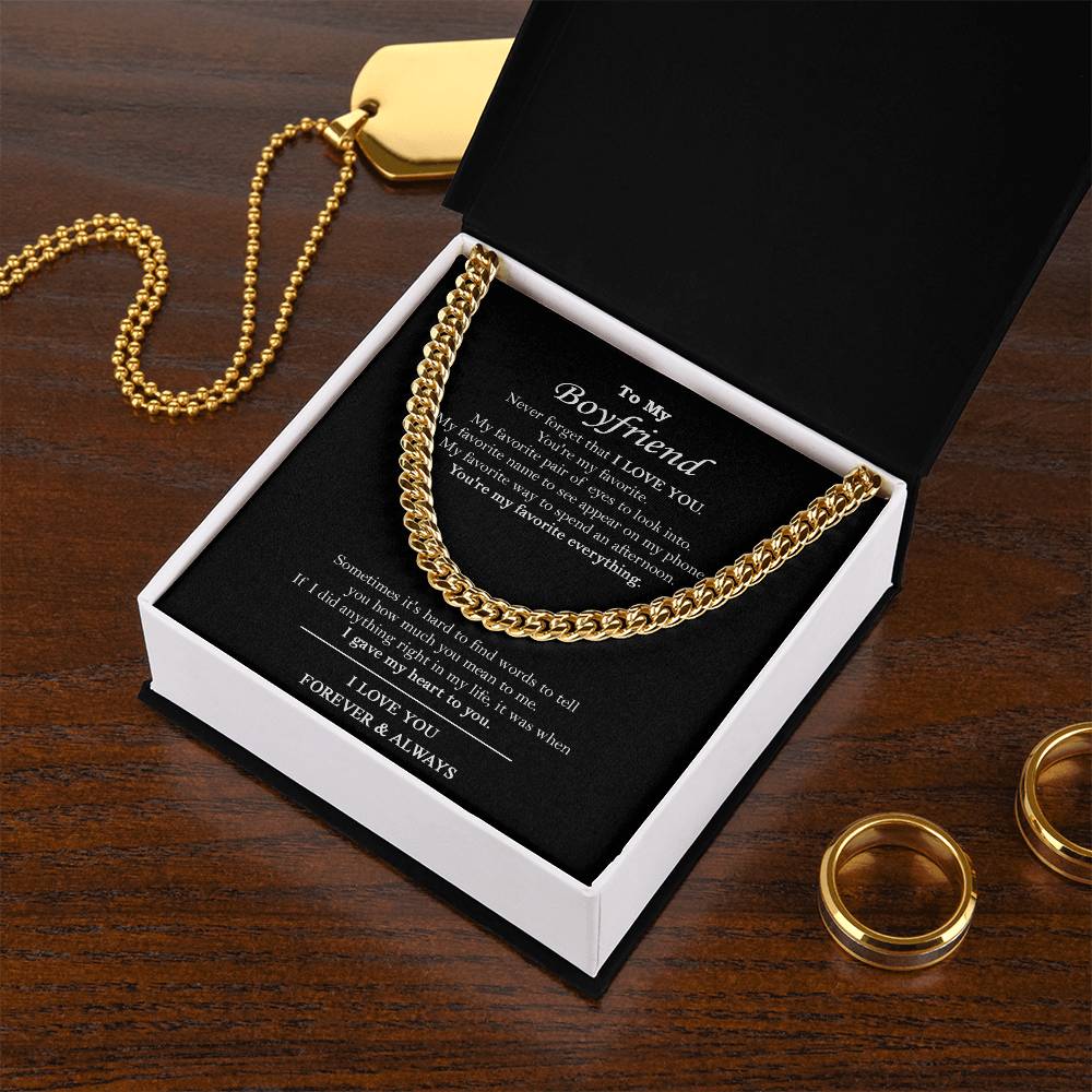To My Boyfriend Chain Necklace Boyfriend Birthday Valentine's Day Gift Romantic Gift For Boyfriend Anniversary Gift Fo Cuban Link Chain
